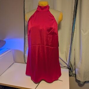 Express Satin Dress in Bright Pink